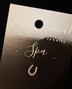 Gold Lucky Horseshoe Flat Back- Titanium