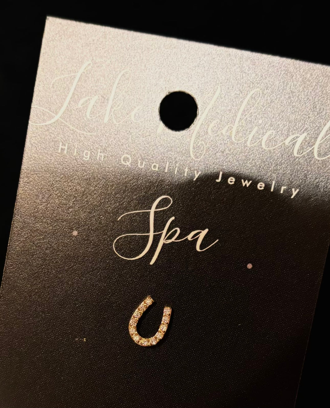 Gold Lucky Horseshoe Flat Back- Titanium